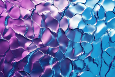 A background of crumpled foil in blue and purple, creating an abstract pattern with reflective surfaces. The texture is richly detailed, capturing the intricate play between light and shadow on metallic surfaces. This visual representation would be perfect for adding a touch of modernity to your design projects, creating a dynamic contrast that adds depth and vibrancy to any surface it's placed upon. --ar 3:2 --v 6.1 Job ID: 83731a1b-0aaa-4adf-8146-ea0fa0f79630の素材