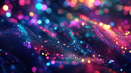 Abstract, blurred holographic background with blue, purple, and green colors. Neon light reflections on the surface of a glossy fabric. --chaos 30 --ar 16:9 --v 6.1 Job ID: b321d412-5489-4cbd-8894-b860e3b3a076の素材