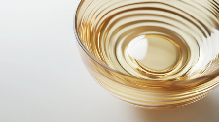 A close-up of the air, featuring an abstract light painting style with blurred edges and soft tones. The background is white, creating an ethereal atmosphere. Light waves emanate from within the circular glass bowl on top left corner, forming a delicate mist-like pattern in shades of gold yellow and silver gray. A subtle golden glow shines through the translucent glass, adding to its dreamy quality. It creates a sense of mystery and tranquility., focus stacking, depth map, fluid photography, wide angle lens --chaos 30 --ar 16:9 --v 6.1 Job ID: cf86d1b9-4f15-49e6-be0e-98eb51e257edの素材