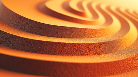A warm orange background with a swirling sand texture, providing an elegant and soothing backdrop for text or images. The sandy gradient adds depth to the design while maintaining a soft color palette. This pattern is great for creating cozy visual spaces that convey warmth and tranquility. It's perfect as a base layer in graphic designs where you need something gentle yet visually appealing. --chaos 30 --ar 16:9 --v 6.1 Job ID: 269e3d8d-4de4-4c0e-bcc0-ca90e95d2168の素材