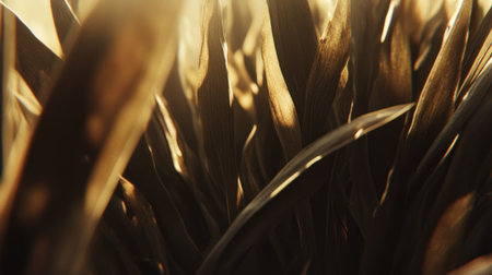 Close-up of leaves in the sunlight, with a blurred background. Warm tones and soft focus create an atmosphere reminiscent of autumn. The leaves are in shades of brown or beige, with subtle shadows cast by the sun on their surface. This photo was taken using a Canon EOS R5 camera. --chaos 30 --ar 16:9 --v 6.1 Job ID: b89151dd-ea0e-4af1-8ecd-ccd97f92a9c9の素材