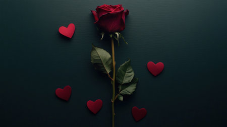 Black background with a red ribbon and rose, red hearts in the bottom right corner of the picture, flat lay. --chaos 30 --ar 16:9 --v 6.1 Job ID: 7205cd27-5ffe-4cac-aaa2-f26edd0be08aの素材
