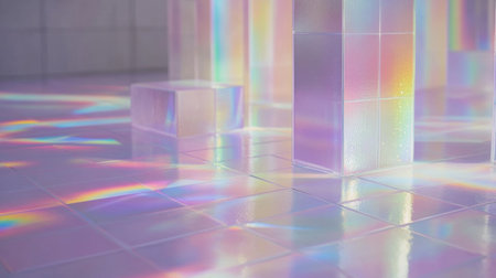 Close-up of a white light beam on the right side, blurred rainbow iridescent background, dreamy, ethereal, pastel colors, minimalistic, beautiful, aesthetic. --chaos 30 --ar 16:9 --v 6.1 Job ID: 06e89346-b3ad-42bd-a36c-9d7a5cbf40d8の素材