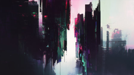 Digital glitch background with colorful waves and lines in shades of purple, green, blue, and pink. --chaos 30 --ar 16:9 --v 6.1 Job ID: 429f0c86-e91c-49a0-b8ee-cdd8ab32234dの素材
