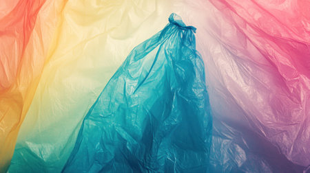 Close-up of a white plastic bag with a rainbow reflection, creating an ethereal and dreamy effect. The light reflects on the surface, giving it a subtle iridescence. --chaos 30 --ar 16:9 --v 6.1 Job ID: 8be15f4a-0e07-4c74-b0fe-168873456843の素材