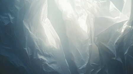 A close-up of the transparent plastic bag texture, with delicate and smooth surface. The light shines through it to form soft shadows on its edges, creating an ethereal effect. It is filled with white crystal clear water that reflects sunlight, adding beautiful reflections. This background creates a dreamy atmosphere and adds depth to any design or text placed inside.,8k, high resolution --chaos 30 --ar 16:9 --v 6.1 Job ID: 6562c24c-1862-4bc3-84cc-ea61be54c207の素材