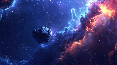 A massive asteroid is hurtling down from the sky, leaving a trail of intense light and smoke in its wake. The background is dotted with stars in the vastness of space. --chaos 30 --ar 16:9 --v 6.1 Job ID: 37fca732-8f9b-4d0c-9426-8ce7ecfaf9ccの素材