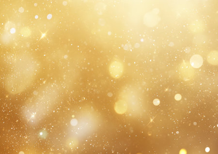 A golden background with fireworks, glitter, and bokeh lights. The background is made of soft gold tones, creating an atmosphere suitable for celebration or special events. It features sparkling firework explosions and sparkles that add depth to the overall composition. This design would be perfect as a festive card or banner for various birthday, New Year, Christmas, or other celebratory activities. --ar 7:5 --v 6.1 Job ID: 55957512-1ddd-4f95-9ae1-b39c3ede5e97の素材