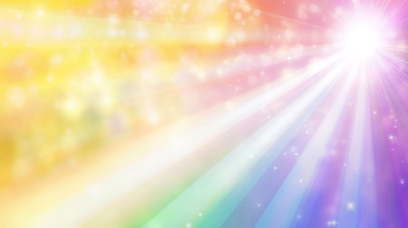 Close-up of a white light beam on the right side, blurred rainbow iridescent background, dreamy, ethereal, pastel colors, minimalistic, beautiful, aesthetic. --chaos 30 --ar 16:9 --v 6.1 Job ID: 06e89346-b3ad-42bd-a36c-9d7a5cbf40d8の素材