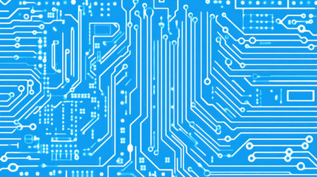 Blue background with a circuit board pattern, an AI technology concept, in a blue color tone, with digital lines and data connections on the surface of the paper, high resolution, high quality, high detail, cinematic, HDR, HD, high definition, created in the style of Houdini. --chaos 30 --ar 16:9 --v 6.1 Job ID: 0cbfc385-920c-4314-8979-c65b67555a53の素材