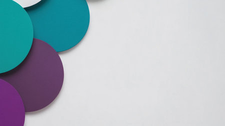 Minimalist background for PowerPoint presentation, simple shapes and colors, white background with purple, blue, and green color accents, circles, curved lines, gradients, simple shapes, clean design, modern style, high resolution, professional photography, depth of field, sharp focus, soft lighting. --chaos 30 --ar 16:9 --v 6.1 Job ID: 63e43979-4744-4f84-aa28-b51d239c9119の素材