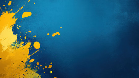 Blue background with yellow splatters, flat illustration style, simple design, minimalist design, flat illustration style, simple design, minimalism, minimalistic design, close-up, dark blue paper, high resolution, graphic art design, yellow splatters on the surface of the blue book cover. --chaos 30 --ar 16:9 --v 6.1 Job ID: 39609074-963e-4848-aa39-a93fb9cca99bの素材