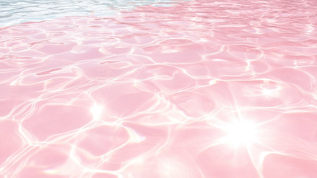 Close-up of pink water ripples on a transparent background, with a pink pastel color water surface texture for a summer background banner mockup. Sunlight reflection on the water surface of a swimming pool. --chaos 30 --ar 16:9 --v 6.1 Job ID: 32fd1c3b-6f38-49bc-b111-ed9689993c10の素材