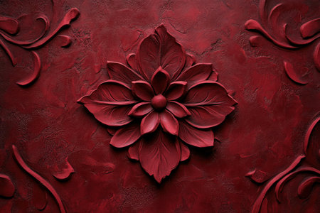 Abstract background texture of a dark red painted plaster wall with intricate patterns, top view. The texture is suitable for design and decoration in the interior. --ar 3:2 --v 6.1 Job ID: 9e12c9da-024e-4f3a-b735-d218af87d5dfの素材