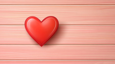 Happy Valentine's Day banner with a pink wooden background and a red heart-shaped decoration, vector illustration design, romantic theme for a website or social media advertising. Copy space, high quality, museum lighting, soft light portrait photography, high details, best resolution. --chaos 30 --ar 16:9 --v 6.1 Job ID: 04538bb5-30e3-4253-b9ab-bed5f23e1be2の素材
