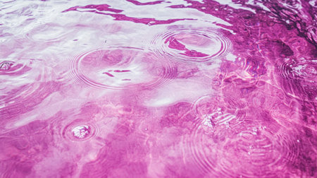 Photo of a pink water surface with ripples and circles on it, top view. Web banner with copy space on the right. --chaos 30 --ar 16:9 --v 6.1 Job ID: a2e113dd-6496-4ad7-bf24-4cb78758d575の素材