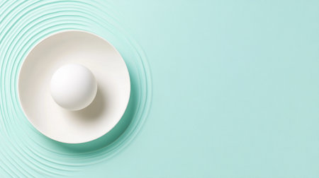 Photo of a white circle on blue water, top view with ripples. Web banner with copy space on the right. --chaos 30 --ar 16:9 --v 6.1 Job ID: a53b9cda-2cb2-4b78-8928-e3e916ae4376の素材