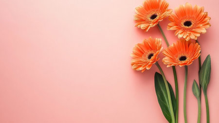 Pink gerbera flower on a pink background with copy space for text, close-up. Banner design. --chaos 30 --ar 16:9 --v 6.1 Job ID: b087f04a-f18c-4e49-9a8c-5135b9fcd3a3の素材