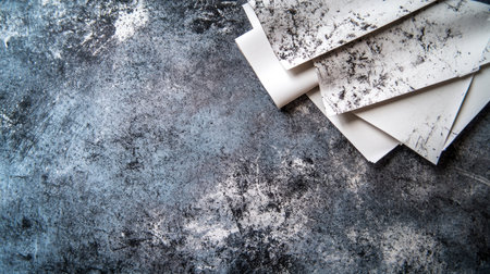 White blank paper on a gray concrete background. Mockup for design, print, and text decoration. --chaos 30 --ar 16:9 --v 6.1 Job ID: bfbfd203-60cf-4f72-bfb9-120e8927d545の素材