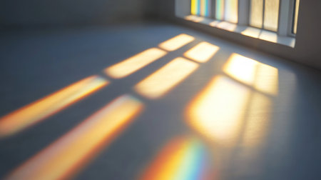Soft, rainbow-like light reflections on a white background, photorealistic in style, with soft shadows, soft focus, low contrast, minimal detail, a minimalist aesthetic, and subtle color transitions, blurred. --chaos 30 --ar 16:9 --v 6.1 Job ID: 59f74f2f-a7a8-4b20-9901-0b64513d634bの素材