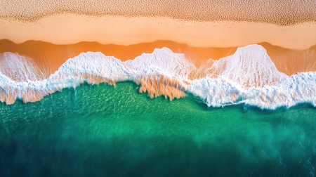 Water wave texture background, transparent and clean water surface with white space for design, top view. Flat lay, copy space banner concept, minimalistic. Copy space. --chaos 30 --ar 16:9 --v 6.1 Job ID: e1e35ad6-2223-41eb-a9ce-8624a81ba832の素材