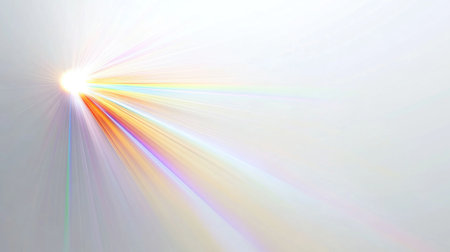 White background, rainbow light rays on white wall, holographic iridescent shiny prism effect, reflections and refractions, lens flare, close-up, bokeh, low angle, macro photography, ethereal, soft lighting, dreamy --chaos 30 --ar 16:9 --v 6.1 Job ID: cca9d2bc-c3ce-45aa-bffa-06ca25005536の素材
