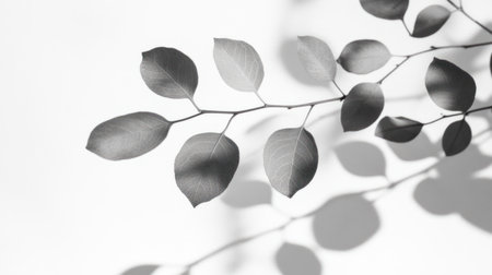 Shadow of leaves on a white background, blurred, in gray tones. --chaos 30 --ar 16:9 --v 6.1 Job ID: 7a732154-4022-4475-892b-006a3ab5b6eaの素材