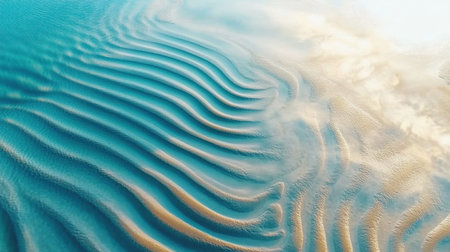 Water ripples on a light blue background, top view. Transparent water texture with soft waves and sunlight reflections. Water pattern for a summer design, spa, or beauty concept banner, close-up, with copy space, in a minimalistic style. Stock photo photography, high resolution, super detailed, sharp focus, high definition, hyper-realistic. --chaos 30 --ar 16:9 --v 6.1 Job ID: e9427361-4624-4f67-b660-912ea6026592の素材