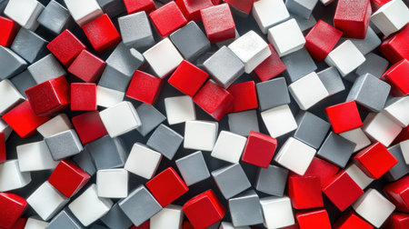 Abstract red and black geometric background with cubes, isometric design, minimalistic style, high resolution, professional photograph. The ultra-wide-angle lens captures the entire scene, highlighting the sharp contrast between dark gray and bright shades of red. It features a simple yet powerful composition that emphasizes the shapes and textures of different blocks. This visual concept adds an artistic touch to any setting. --chaos 30 --ar 16:9 --v 6.1 Job ID: beeba247-6d5d-486d-b17a-36b9186930bfの素材