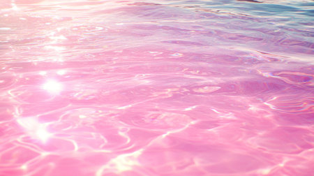 Pink pastel water ripples background, summer concept banner. Sunlight and shadow on pink pastel water surface with light reflection. Closeup view of sunlight ripples in a pool or river. Pink abstract texture for web design, print, packaging. Close-up shooting, 4K, ultra-realism, high detail, in the style of Kodak Ektar, stock photography. --chaos 30 --ar 16:9 --v 6.1 Job ID: 0399e5b0-55f4-4d09-af48-ccea87ea4459の素材