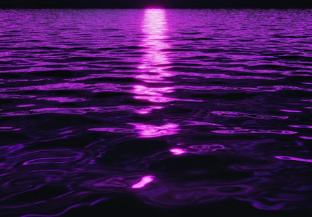 Neon purple grid on a black background, with water ripples and reflections, in the style of vaporwave, synthwave, retrofuturism, and retrowave digital art. --ar 22:15 --v 6.1 Job ID: 177a011e-48b4-4df8-8de0-478e261e2793の素材