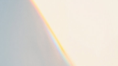 White background, white wall, rainbow light effect, prism, blurred edge, light diffraction, lens flare, macro photography, subtle reflection of the sun on glass, vertical line in the shape of a triangle, delicate rainbow colors, bright colors, high resolution, hyper-realistic, in the style of [Artist name]. --chaos 30 --ar 16:9 --v 6.1 Job ID: 01646a12-c05a-469b-8df0-fec7e68608b9の素材