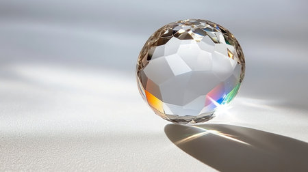 White background, light refraction effect with a rainbow color spectrum reflected on the surface of glass or crystal. Rainbow prism reflection, white background, rainbow prismatic reflection, white background. --chaos 30 --ar 16:9 --v 6.1 Job ID: 4994d968-2dbd-46f5-995b-c6c2574cb22eの素材