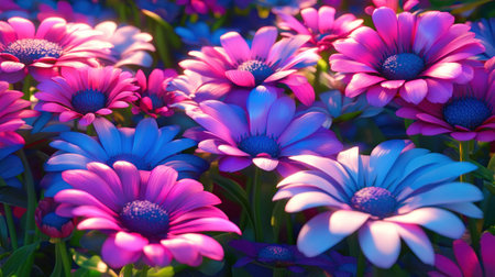 A field of daisies in the foreground, with sunlight streaming through them, creating a warm and inviting atmosphere. The background is blurred to focus on the flowers. --chaos 30 --ar 16:9 --v 6.1 Job ID: e8a9ec5c-9e8c-40e2-9a11-d15a156682abの素材