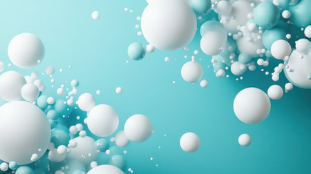 Blue background with spheres of varying sizes, simple shapes, minimalism, 3D rendering illustration. --chaos 30 --ar 16:9 --v 6.1 Job ID: e083d08c-8851-498f-acac-de0c109fe007の素材