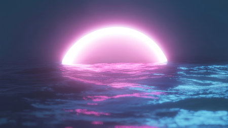 3D render, abstract background with an illuminated, glowing arch in the dark room, neon light, blue and violet colors, minimal scene, simple design, white lighting, in the style of 80s style --chaos 30 --ar 16:9 --v 6.1 Job ID: 740b348a-9a1a-4eb5-9706-78983f18b7d5の素材