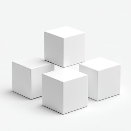 3 white cubes, front view, white background, hyper realistic --v 6.1 Job ID: c8d2f09f-2c17-4781-8226-f7d465f3d18aの素材