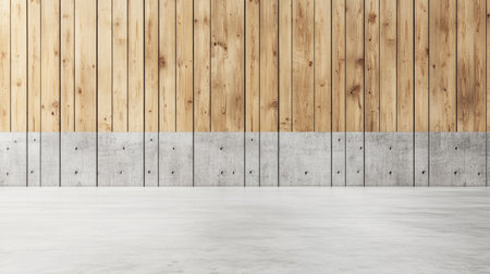 Modern office interior with glass and wooden panel walls, white concrete floor, gray wall background, panoramic view. --chaos 30 --ar 16:9 --v 6.1 Job ID: c2bad96d-b9e5-4f20-a838-f0510735aa32の素材