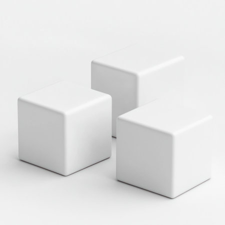 3 white cubes, side view, white background, hyper realistic --v 6.1 Job ID: 37ad2b83-0434-4225-b471-15888b86672eの素材