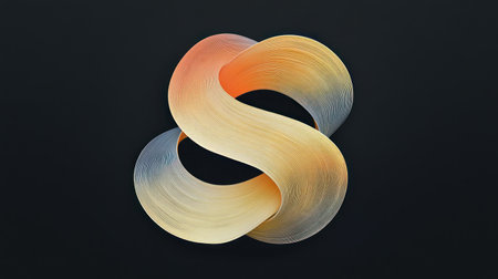 A dynamic and fluid ribbon of color in the shape of an S, floating on a black background, with holographic colors and gradients, creating intricate patterns and textures that give it depth and dimension. The ribbon is flowing upwards towards a bright light, symbolizing growth or success. It's an abstract design that captures movement and energy. --chaos 30 --ar 16:9 --v 6.1 Job ID: ac65cd2e-56a5-4129-a70f-23cd132d5132の素材