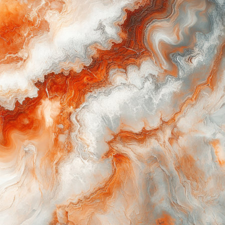 Marble texture, rust and white colors, subtle fractals. --v 6.1 Job ID: 17db78b1-820e-4408-83fa-1b5907ede0d6の素材