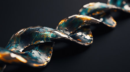 Holographic, intertwined shapes on a black background, a hologram of a twisted ribbon. --chaos 30 --ar 16:9 --v 6.1 Job ID: 0e5c5b00-d8ac-4dc4-bf54-53ed9afc9dacの素材