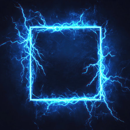 Lightning-square frame, blue lighting effect on a dark background --v 6.1 Job ID: 2072253b-f28c-4db6-a839-797acbdbef29の素材