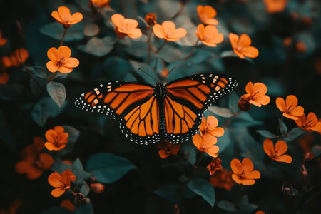 Monarch butterfly on an orange flower in the wild, macro photography, DSLR --ar 3:2 --v 6.1 Job ID: 2a88be17-e642-44cb-9364-5d6ab3a6dde6の素材