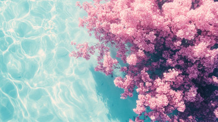 Pink pastel water ripples background, cosmetic product presentation banner. Soft pink liquid transparent texture of water with sun light and shadow, top view. Spring summer nature concept --chaos 30 --ar 16:9 --v 6.1 Job ID: 64152bb0-8b3b-4b2c-b0b7-50697802057cの素材