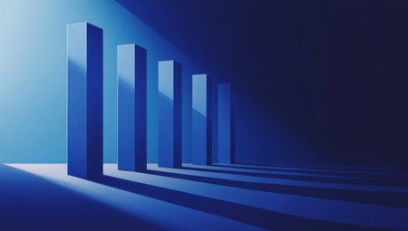 Minimalist, isometric illustration of tall, vertical blue blocks in the style of James Turrell on an all-blue background. --ar 53:30 --v 6.1 Job ID: eea0ffc4-82cb-48b1-87f0-5b2c7cb463bcの素材