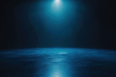 Blue light on a dark background, a spotlight in the center of the frame, the background is black, no objects in front of it, a low-angle shot, a wide-angle lens, high resolution, hyper-realistic, cinematic lighting, studio photography, a close-up. --ar 3:2 --v 6.1 Job ID: 7bb228b5-2e64-4ad8-aa21-fcb338fa10d7の素材