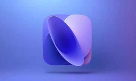 Blue gradient background, a purple curved shape in the center of the screen, a simple and minimalist style, a high-end texture, a three-dimensional sense, abstract lines, a symmetrical composition, high-definition details, a wide-angle lens, bright lighting, and a dynamic feel. The logo is composed of curves with shadows and highlights, presenting an elegant and modern appearance. It symbolizes strength and vitality in the style of the artist. --ar 5:3 --v 6.1 Job ID: 9940bc88-0e3e-40d5-9fde-62879fa0c825の素材