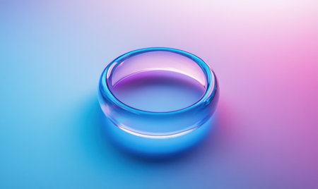3D icon of an abstract ring, blue and purple gradient background, matte material, high resolution, no shadow on the floor, front view, centered composition, high detail, Octane render, volumetric lighting, studio shot, white lighting, smooth lighting. --ar 5:3 --v 6.1 Job ID: 81d1be7f-1185-448d-b971-777eda1a5c9eの素材
