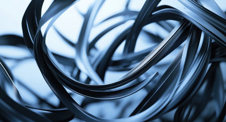 Abstract blue background with curved lines, 3D rendering illustration. Close-up shot, 4K resolution, ultra-realism, high detail, in the style of Agfa Vista Plus 200, stock photography, light sky-blue and dark gray. --ar 28:15 --v 6.1 Job ID: 499a55c7-7cbd-4792-8fbe-23d3db6b7027の素材